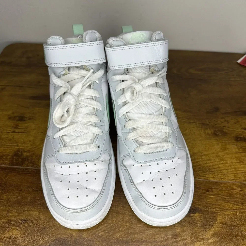 Nike Court Borough 2 High Top Sneaker Pure Platinum Mint Size 6Y Shoe CD7782-011